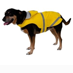 Eddie Bauer Yellow Dog Raincoat with Reflective Tape Large
